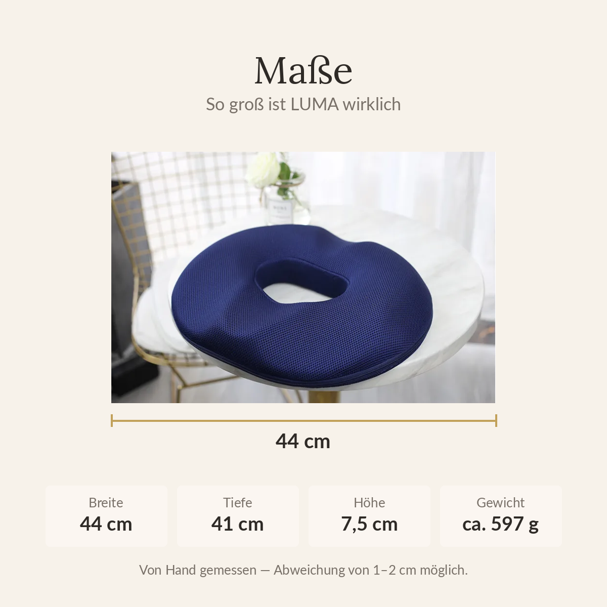 LUMA Sitzkissen Maße: 44 × 41 × 7,5 cm, ca. 597 g